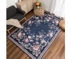 Taleta Kiana - Tappeto orientale lavabile, pieghevole, vintage, per cucina, sala da pranzo, camera da letto, studio, ufficio, per picnic all’aperto, 160 x 230 cm, con motivo floreale blu scuro