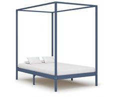 VidaXL - Struttura letto a baldacchino, in legno di pino massiccio, 120 x 200 cm, colore: Grigio