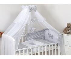 LUSSO BALDACCHINO 485cm per Culla/Letto BAMBINO + SUPPORTO Autoportante (Grigio a Pois)