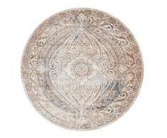 EmyTock - Tappeto rotondo in cotone, tessuto a mano, motivo mandala europeo, antiscivolo, per soggiorno, camera da letto, studio, tavolino, tappeti, diametro 120 cm