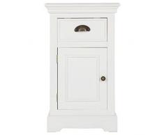 Comodino con 1 cassetto e 1 anta - Stile coloniale - Colore: BIANCO
