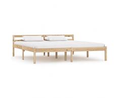 vidaXL Legno Massello Pino Giroletto Classico Elegante Robusto Struttura Telaio Letto Colore Naturale 160x200 cm con Testiera e Doghe in Compensato