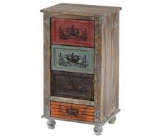 Mendler Serie Vintage Como cassettiera Legno Stile Spagnolo Modello Vigo 34x44x80cm