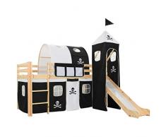 vidaXL Letto a Castello con Scivolo e Scala Letto a Soppalco Cameretta per Bambini con Resistente Comoda Solida Stile da Favola in Pino 97x208cm