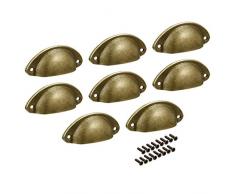 8 pezzi Maniglie a conchiglia in ferro Maniglia per cassettiera antica Maniglia per armadio da cucina 66 mm Foro centrale