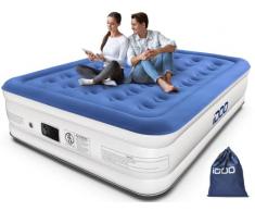 iDOO Letto Gonfiabile Matrimoniale, Aria con Cuscino Integrato, Materasso ad aria con pompa integrata, 3 Minuti Rapidi Gonfiaggio/sgonfiaggio, Adatto in Casa e in Campeggio, 203x152x46cm, MAX 295kg