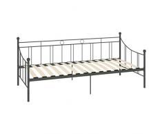Gecheer Divano Letto Telaio,Telaio del Letto Strutture Letto Singolo,Divano Letto Singolo,Struttura Divano Letto Singolo Moderno,Divano Letto Sofa Bed Grigio in Metallo 90x200 cm