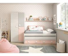 Esidra Singolo cameretta + Letto Estraibile + 2 cassetti, 199 x 69 x 96 cm
