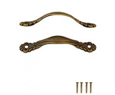 FUXXER - 2x maniglie per cassetti, design bronzo antico, per cassettiere ante buffets comò in stile vintage rustico retrò, 80 x 14 mm