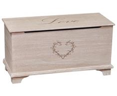 Biscottini Cassapanca Shabby LOVE in legno finitura bianca anticata 80x35x43 cm