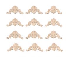 EXCEART 12 pezzi di legno naturale intagliato ad angolo onlay applicazione mobili non dipinta ad angolo applicazione floreale per porta armadio da parete decorazione casa