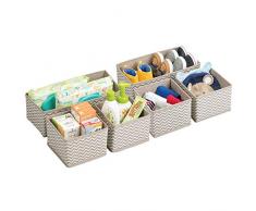 mDesign set da 6 scatole per armadio ? comode scatole portaoggetti e organizer in tessuto ideale per accessori e giocattoli - Colore: talpa, nature