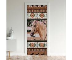 Southwestern Closet Door Cover Tenda per Porta Cavallo Tenda per Porta Privacy per Fiori di Ciliegio Cavallo Copertura Tribale Acchiappasogni Marrone Trattamenti Finestra Camera da Letto 86 x 203 cm