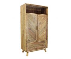 Milani Home s.r.l.s. Armadio Due Ante di Design Moderno in Legno di Pino Riciclato Massiccio Stile Moderno Vintage