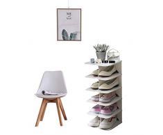 SHOEWAY Scarpiera a 6 livelli, salvaspazio regolabile fai da te in plastica per riporre scarpe, ideale per ingresso, corridoio, armadio, passerella, soggiorno, corridoio, balcone, [grigio]