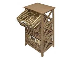 Ts-Ideen 4200 - Cassettiera in stile antico con 3 cestini in rattan, colore: Marrone
