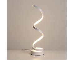 Lampada da Comodino a Spirale LED Lampade da Tavolo Moderno Bianco 16W 4500K Luce Naturale Protezione Degli Occhi Decorativa Lampada da Scrivania Curvo Per Camera da Letto Soggiorno Spina UE 220V