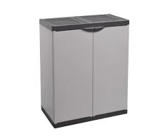 Mongardi W2015 Armadio Basso 2 Ripiani 2 Ante, PVC e PP, Grigio/Nero, Unica