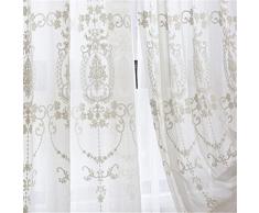 BHADANI Tende di Tulle Bianche Ricamate per Soggiorno Sala di Lusso Tende Voile di Pizzo Europeo Tende Trasparenti per Finestra Camera da Letto Ragazza Tende-Bianco,W400cm x H270cm,Nastro per Ganci