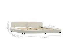 Festnight Struttura Letto Matrimoniale Design Tondo in Ecopelle e Legno con Doghe,Giroletto Matrimoniale Design Tondo in Similpelle a Doghe,Letto Matrimoniale,Letto in Ecopelle 180x200 cm