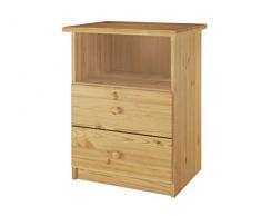 Erst-Holz Solido Alto Comodino in Pino massello con 2 cassetti e ripiano 90.20-K3