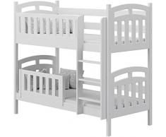 Letto a Castello per Bambini Bianco Letto Singolo 90x190 90x200 80x160 cm Letto a Castello Per Bambini in Robusto Legno di Pino - 160x80