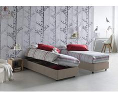 Talamo Italia Letto contenitore Una piazza e mezza Silvia Sommier, Made in Italy, Letto con rivestimento in tessuto, Apertura laterale, con materasso cm 120x190 incluso, Tortora