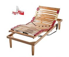 Rete A Doghe VENIXSOFT Per Letto Singolo 80x190 Alza Testa / piede Elettrica In Legno Con Doghe Ammortizzate E Basculanti Con Regolatori Di Portata Zona Lombare Telaio Legno Con Piede a scelta 24 - 29 - 34 cm