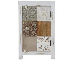 Casa Padrino cassettone in stile country shabby chic bianco antico/multicolore 40 x 32 x H. 70 cm - Armadio Stile Country Piccolo con Porta