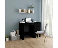 WIFESE Scrivania Nera in Truciolato Scrivania Computer Scrivania Cameretta Tavolo Scrivania Scrivania Moderna Tavolo Computer Scrivania Salvaspazio 100x50x76 cm con Armadietto Integrato