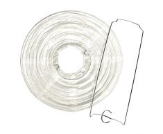 Rayher 87484102 lanterna di carta rotonda diametro 30cm con ferretti di supporto 1 pz per decorazione matrimoni, feste, ceremonie uso semplice colore bianco