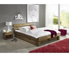 Giardino letto "Jenny" quercia-massiccio legno oliato, 140 x 200 cm con 2 x letto nischenmarkt e 2 x notte console