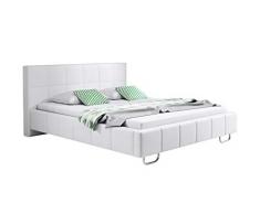 Muebles Bonitos Letto Matrimoniale Moderno Di Design Sofia Bianco Rivestito in Ecopelle Per Materasso da 160X190Cm Comrete Incluse