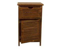 DECOMANIA - Comodino con 1 anta e 1 cassetto - Ispirazione coloniale - Colore: LEGNO Wengé