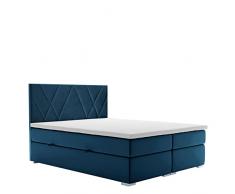 Letto matrimoniale con cassettone Lara, letto continentale, 140/160/180 cm, letto con contenitore, 180 x 200 cm, blu