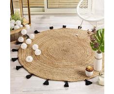 Douceur dIntérieur Shira Tappeto Deco Tondo, Iuta, Nero, (0) 120 CM