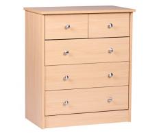 WOHNLING design in legno comò CHCK 60 x 70 x 35 centimetri libro con 5 cassetti | Multiuso credenza appartamento in materiali | Credenza moderna credenza senza tempo