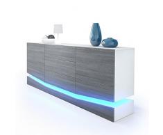Kofkever Cassettone Moderno Extension, Madia con Altezza Regolabile, Frontali Tinta avola Antracite