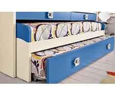 Dafne Italian Design Cameretta Completa a Ponte - Effetto Betulla, Cielo (Triplo Letto Singolo e Armadio) (cm. 300 x 96 x 259h)