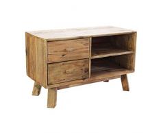 Milani Home s.r.l.s. Comodino di Design Moderno in Legno di Pino Riciclato Massiccio Stile Moderno Vintage