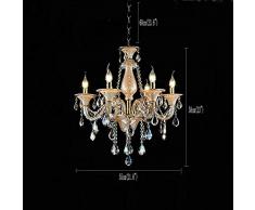 HuiKai Lampadario da soffitto sfarzoso Classico Colore di Oro Metallo Cristallo Trasparente in Stile Barocco Tradizionale 5 Bracci per Cucina Ristorante Soggiorno Camera da Letto,Gold
