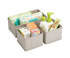 mDesign set da 3 scatole per armadio ? comode scatole portaoggetti e organizer in tessuto ideale per accessori e giocattoli - Colore: talpa, nature