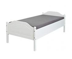 Inter Link Letto Singolo Moderno in Pino Massiccio Verniciato, Bianco