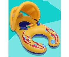 Zaino Esterno Anello di Nuotata Doppio Genitore-Figlio PVC Ecologico Parasole Rimovibile Madre e Bambino Sedile Circolare Bambini Nuoto Barca 110 * 65 Letto Galleggiante ad Acqua