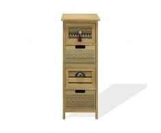 Rebecca Mobili Cassettiera Moderna, Settimino 4 Cassetti, Legno Beige, Salvaspazio, per Soggiorno Ingresso - Misure: 76 x 30 x 25 cm (HxLxP) - Art. RE6530