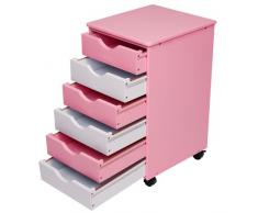 Miadomodo KCTN01 Cassettiera comò in legno blu/bianco o rosa/bianco (rosa/bianco)