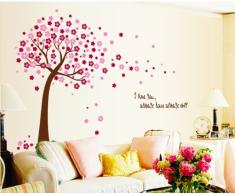 ufengke® Romantico Fiore Albero Rosso Adesivi Murali, Camera da Letto Soggiorno Adesivi da Parete Removibili/Stickers Murali/Decorazione Murale