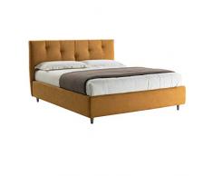 LettoFacile montalo in 30 Minuti - Letto Matrimoniale Vesta in Tessuto Ocra con Rete e Box contenitore - Made in Italy (160 x 190 cm)