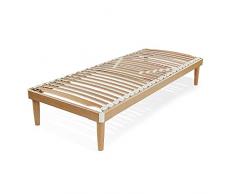 SomnusSana Rete Ortopedica in Legno di Faggio 80x190 Singola Alta 37cm 26 doghe e regolatori di rigidità