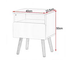 WOLTU Set di 2 Comodini da Notte Bianchi Comodino con Cassetto Organizzatore da Letto in Legno TSR58ws-2
